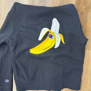 Champion Black Sweatshirt with Yellow Banana Design